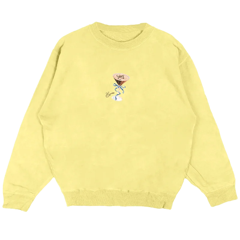 Women's Blouse with V-Shaped CollarEspresso Martini Crewneck Butter Yellow