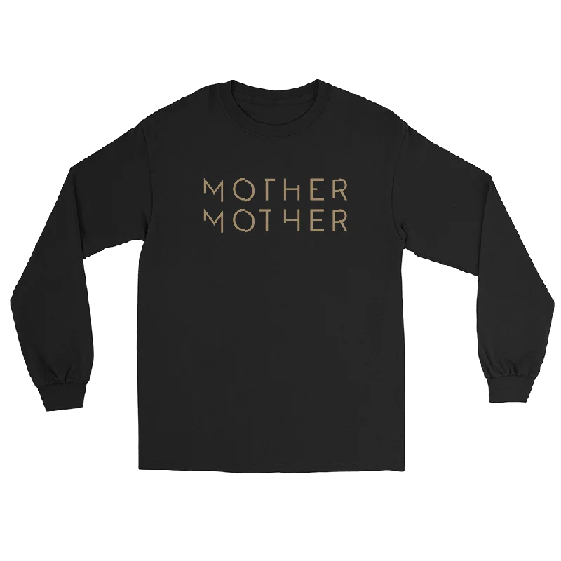 Women's Blouse with FlouncesMother Mother Logo Long Sleeve Tee - Black