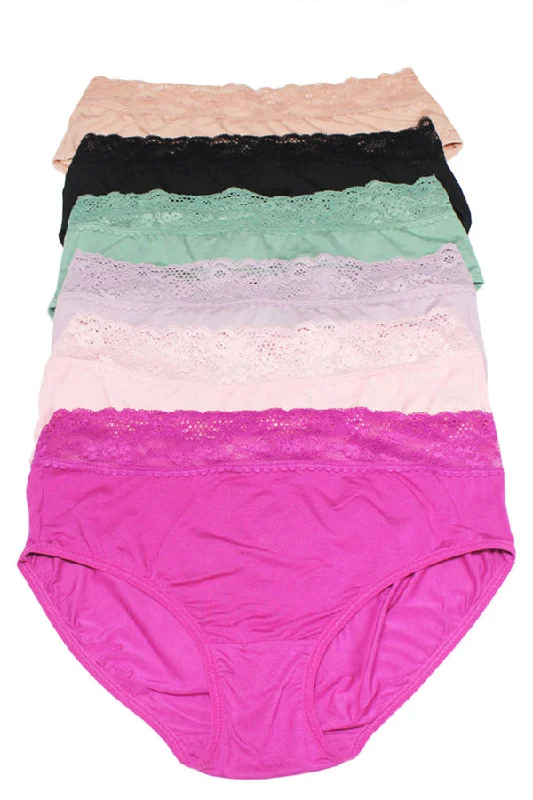 cotton-blend briefs with a built-in bra for added supportLace Band High Waist Soft Panty