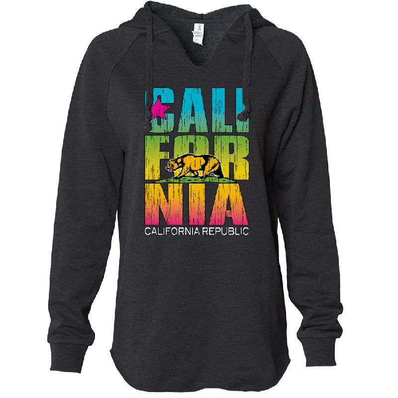 Women's Hooded Sweatshirts with Side PocketsCalifornia Republic Neon Retro Bold Women's Soft Hooded Pullover