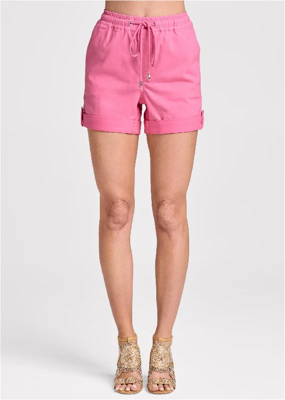 Women's Woven ShortsCasual Pull On Walking Shorts - Pink