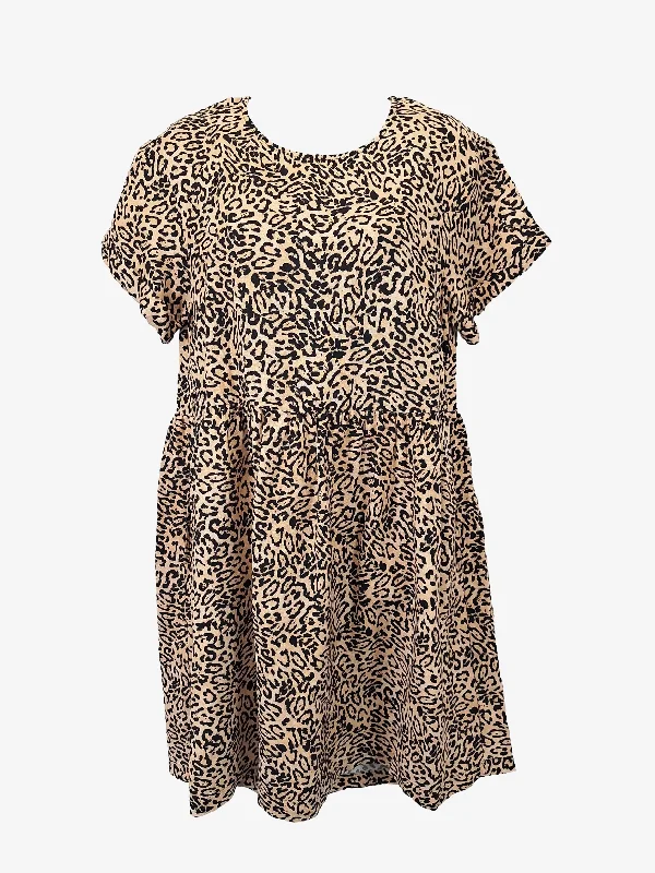 Women's Sweetheart-Back DressesDecjuba Animal Print Linen Blend Smock Mini Dress Size S