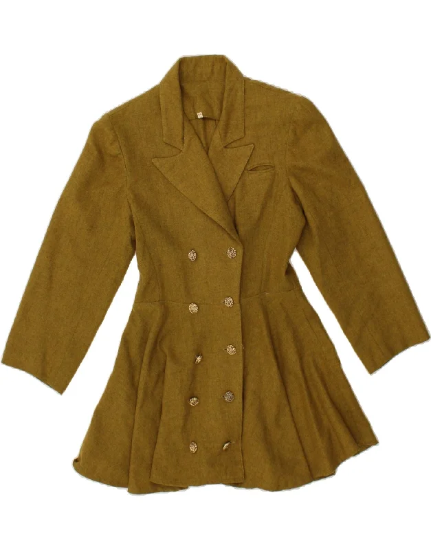 Women's Zip-Up CoatsVINTAGE Womens Double Breasted Princess Coat IT 42 Medium Khaki