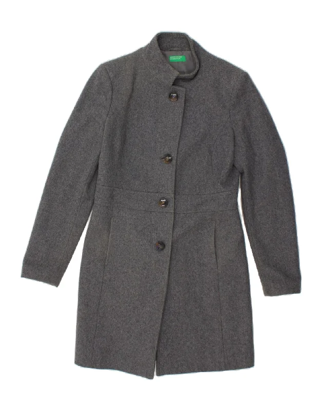 Women's Zip-Up CoatsBENETTON Womens Overcoat UK 10 Small Grey Wool