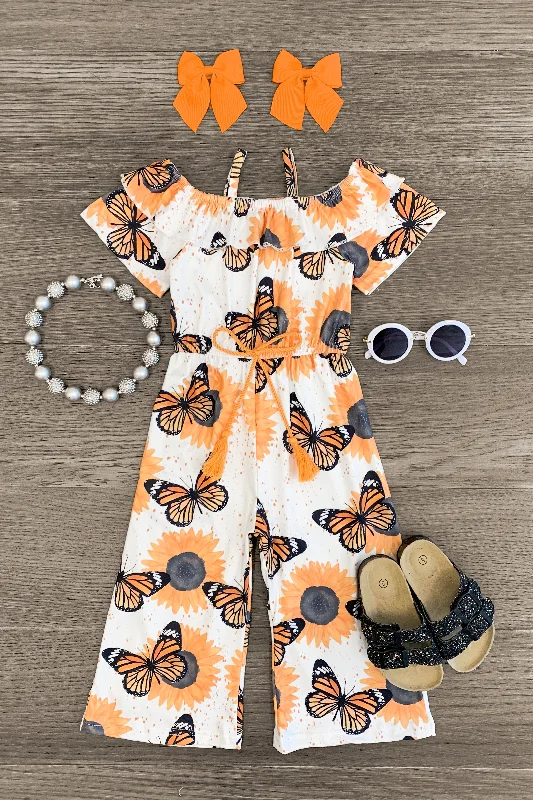 Women's Jumpsuits with Short LengthSunflower Butterfly Jumpsuit