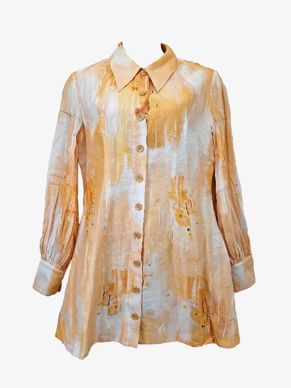 Women's Fit and Flare DressesLeo Lin Luminous Silk Blend Orient Shirt Mini Dress Dress Size 16