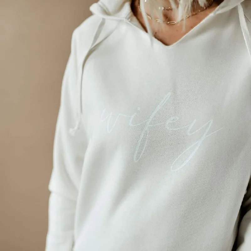 Women's Hooded Sweatshirts with Satin LiningWifey (cursive) Hoodie