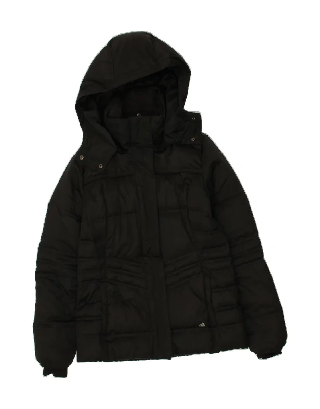 Women's Bomber CoatsADIDAS Womens Hooded Padded Jacket UK 12 Medium Black Polyester