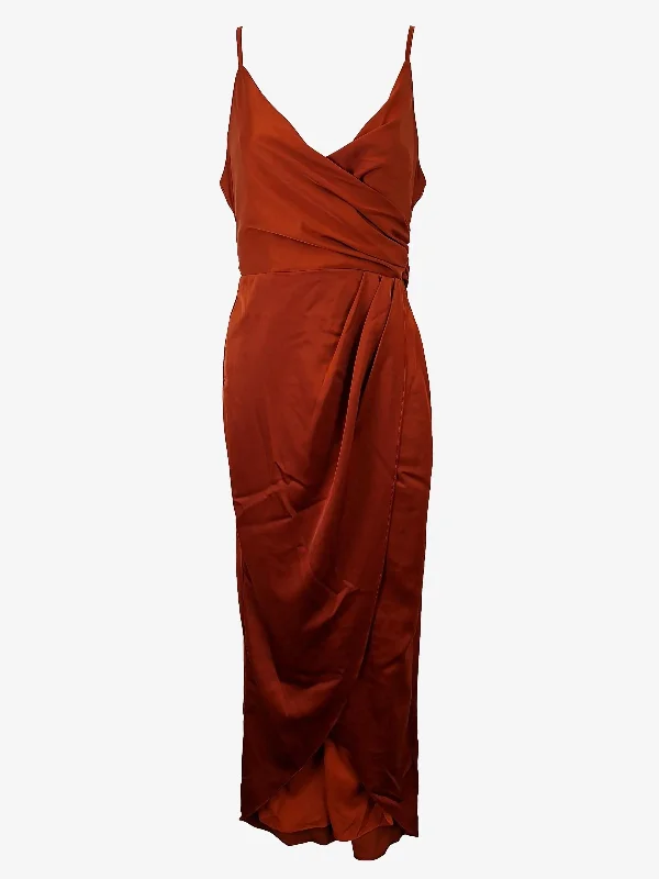 Women's Round-Neck DressesShowpo Rust Draped Pleated Evening Maxi Dress Size 10