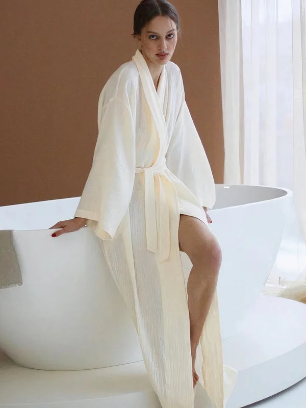 women's pajamas with a blend of comfort, style, and functionalityRobe de Chambre Kimono de Mariée Longue avec Ceinture Nouée