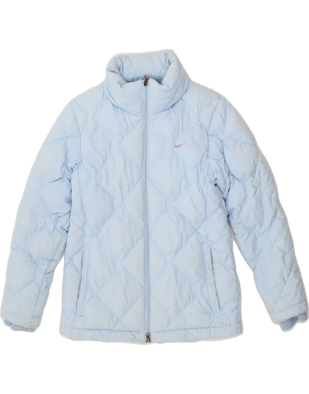 Women's Coats with Fur Trimmed SleevesNIKE Womens Hooded Padded Jacket UK 8/10 Small Blue Polyester