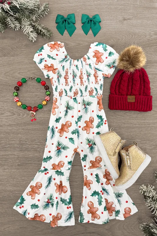 Women's Jumpsuits with Peter Pan CollarWhite Holly Gingerbread Jumpsuit