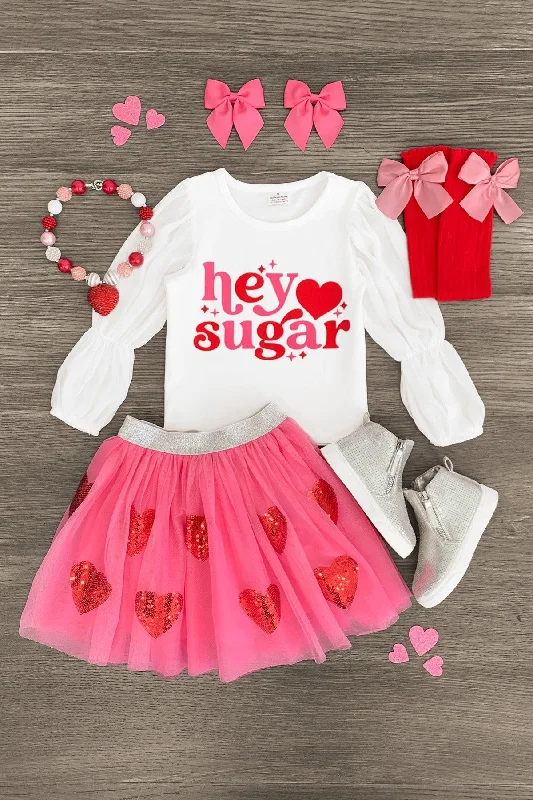 Women's Fashionable Skirts"Hey Sugar" Pink Tutu Skirt Set