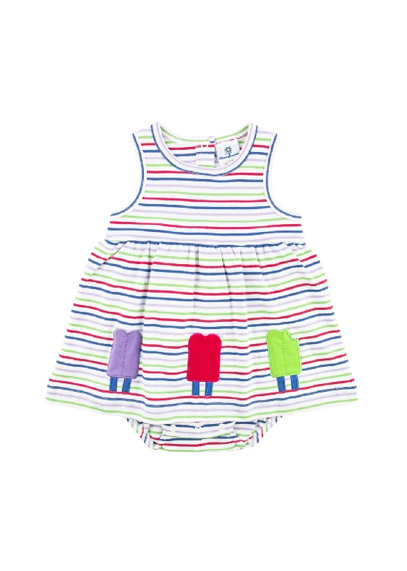 Women's Jumpsuits with DrawstringStripe Knit Romper With Popsicles