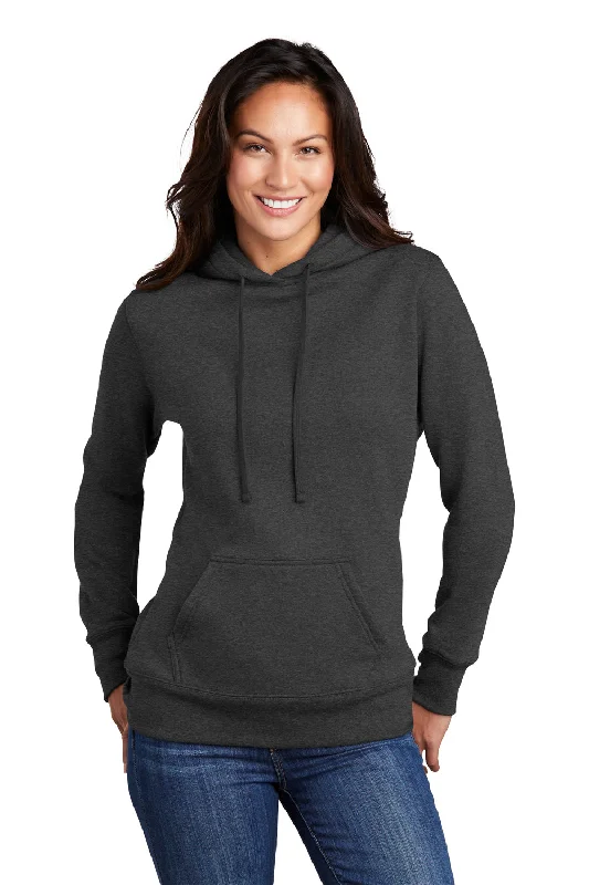 Women's Hooded Sweatshirts with Drawstring WaistPort & Company Womens Core Fleece Hooded Sweatshirt Hoodie w/ Pouch Pocket - Heather Dark Grey