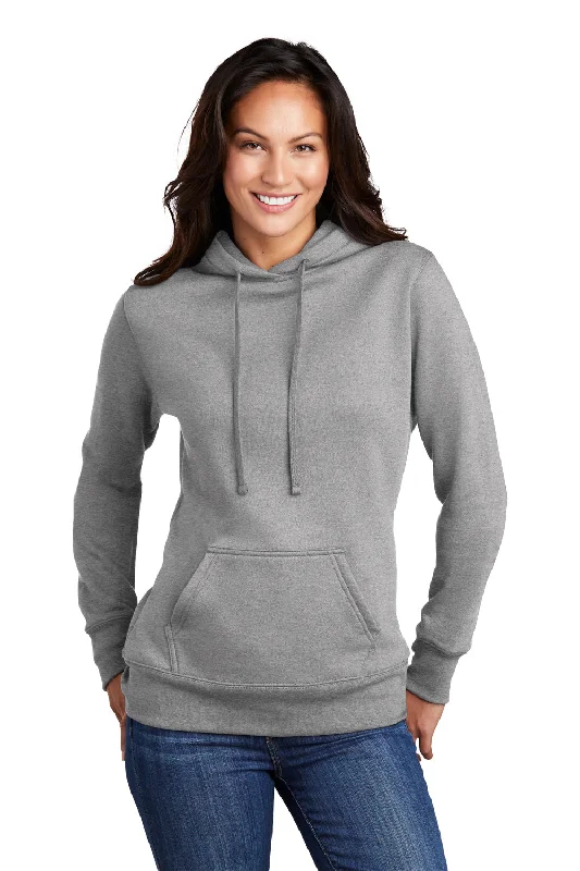 Women's Hooded Sweatshirts with Stretch WaistPort & Company Womens Core Fleece Hooded Sweatshirt Hoodie w/ Pouch Pocket - Heather Grey