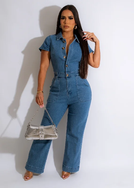 Women's Short-Sleeve JumpsuitsSay Nothing Jumpsuit Light Denim