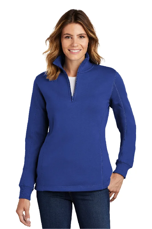 Women's Hooded Sweatshirts with Plaid LiningSport-Tek Womens Shrink Resistant Fleece 1/4 Zip Sweatshirt - True Royal Blue