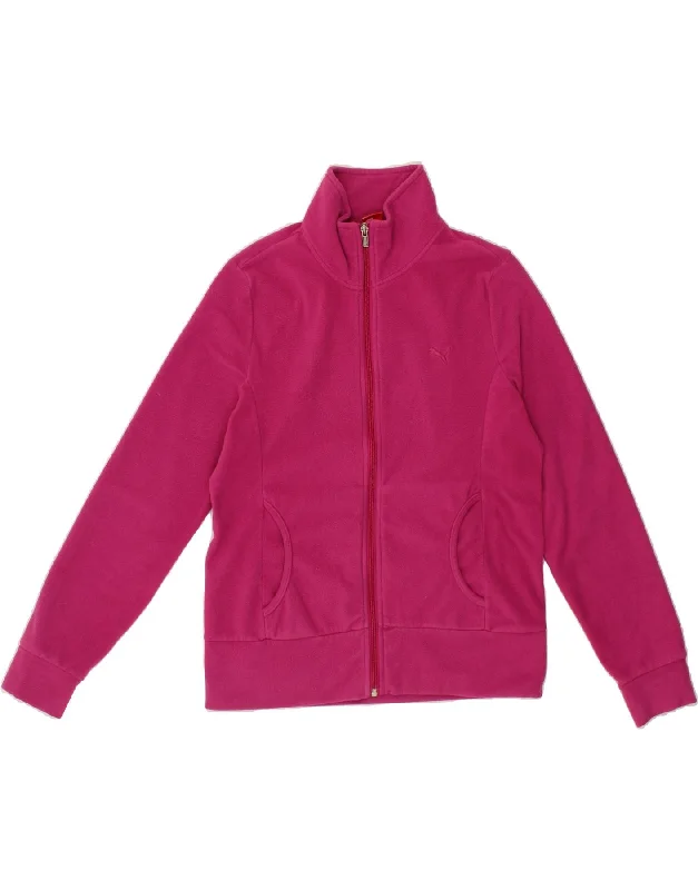 Women's Coats with Fur Trimmed PocketsPUMA Womens Fleece Jacket UK 14 Large Pink