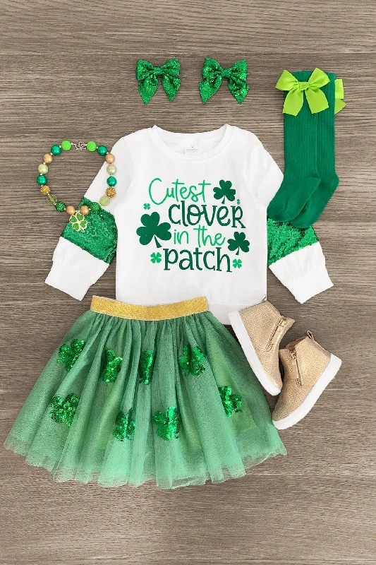 Women's Sporty Skirts"Cutest Clover In The Patch" Tutu Skirt Set