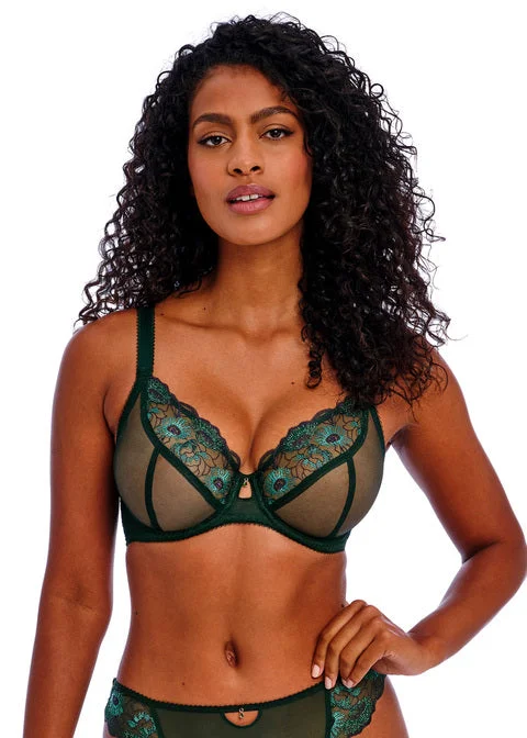 convertible halter bra with underwire supportLoveland Deep Emerald Uw Plunge Bra