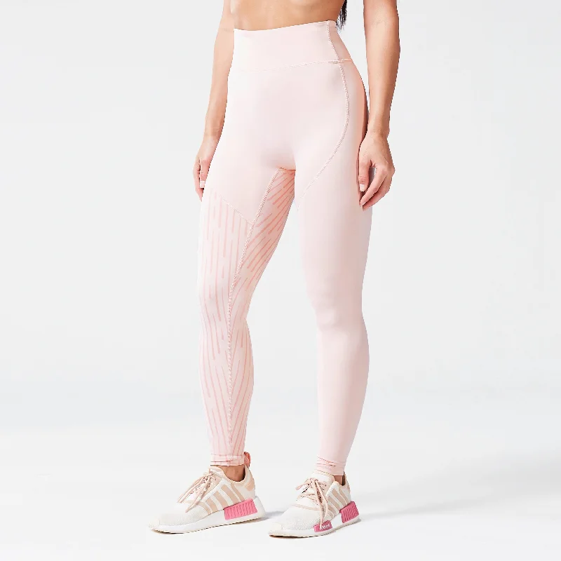 Code Asymmetric Graphic Leggings - Peach Whip