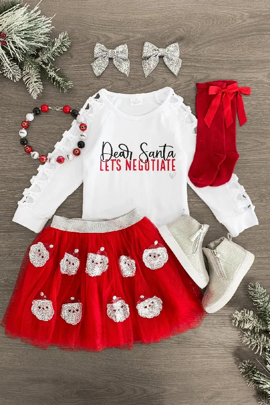 Women's Woven Skirts"Dear Santa, Let's Negotiate" Tutu Skirt Set