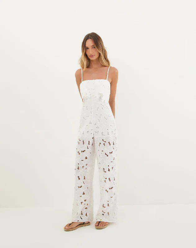 Women's Jumpsuits with Square CollarEloah Jumpsuit - Off White