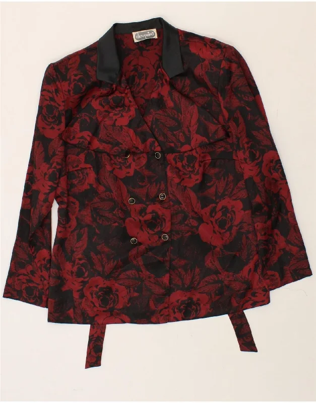 Women's Puffer CoatsELENA MIRO Womens Double Breasted Blazer Jacket UK 18 XL Red Floral