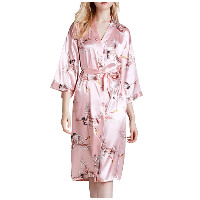 floral print women's pajamasSilky Satin Sleep Robe