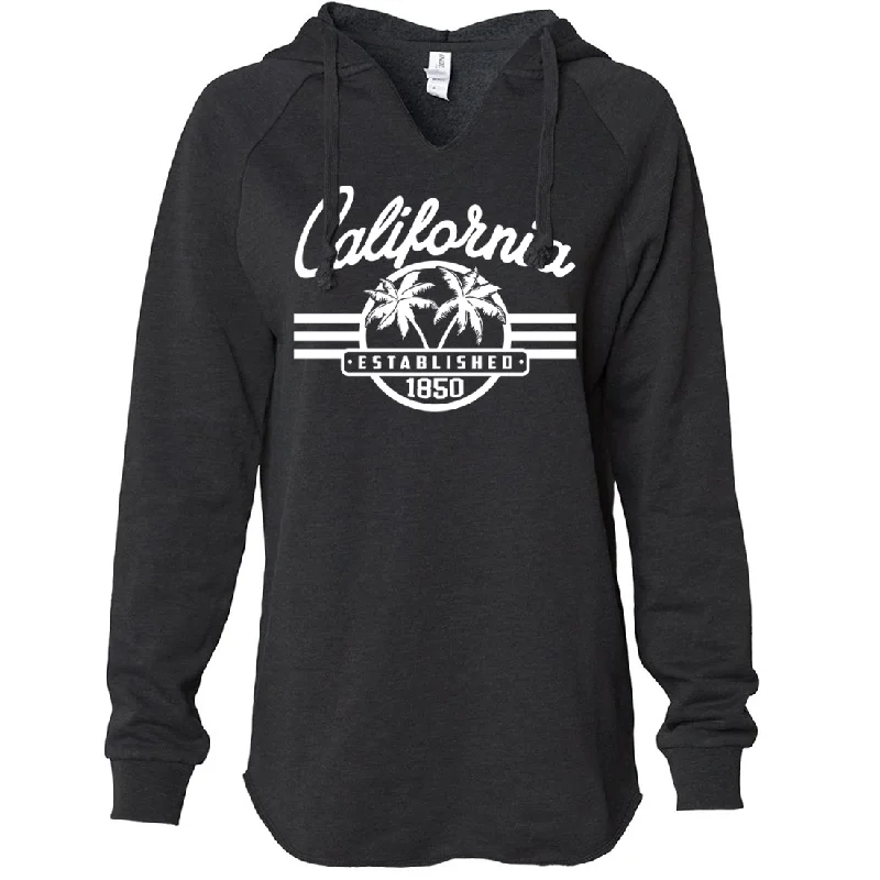 Women's Hooded Sweatshirts with Plush LiningCalifornia Palm Tree Logo Women's Soft Hooded Pullover