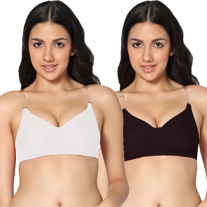 padded push-up bra for petitesT-shirt Medium Coverage White and Black Color Padded Bra (Pack of 2)