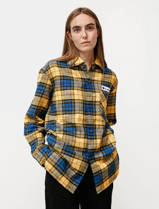 Women's Ruffled BlouseFlannel Face Yellow Black