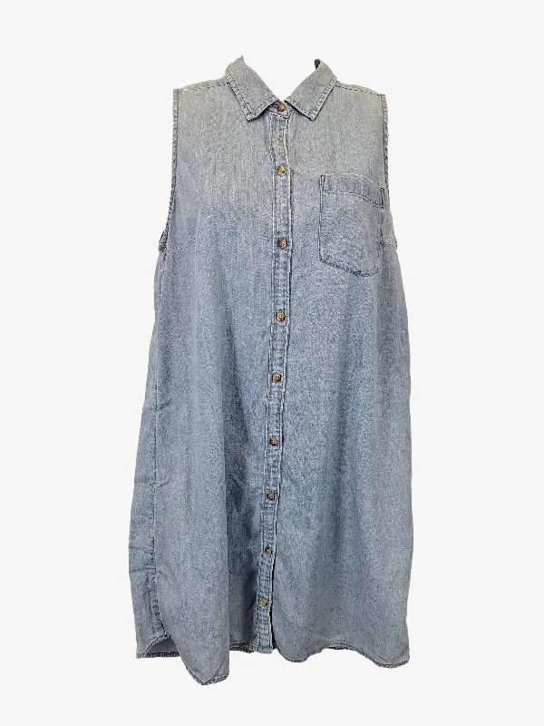 Women's Midi DressesAbercrombie & Fitch Light Denim Sleeveless Casual Shirt Mini Dress Size S