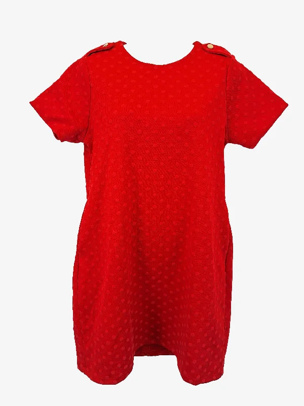 Women's Ruffled DressesFrench Connection Ruby Red Spotted Shift Mini Dress Size 10