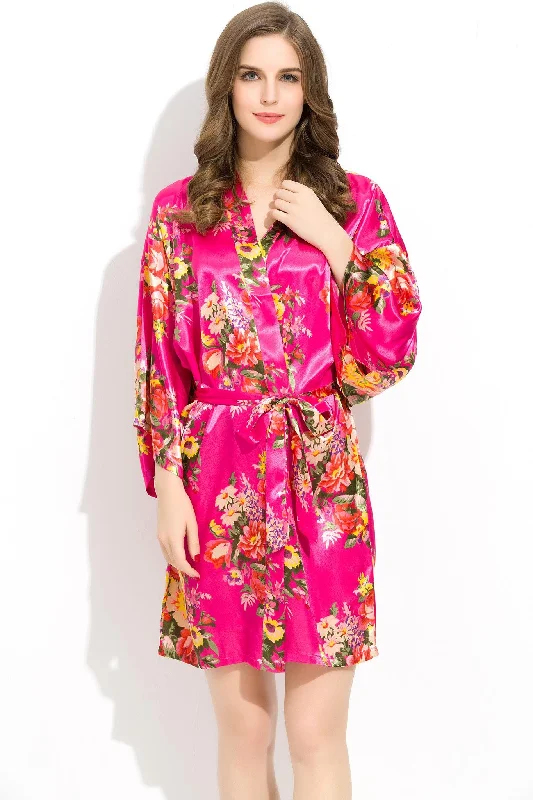 women's pajamas for the holidaysRose Floral Bridesmaid Robes Kimono