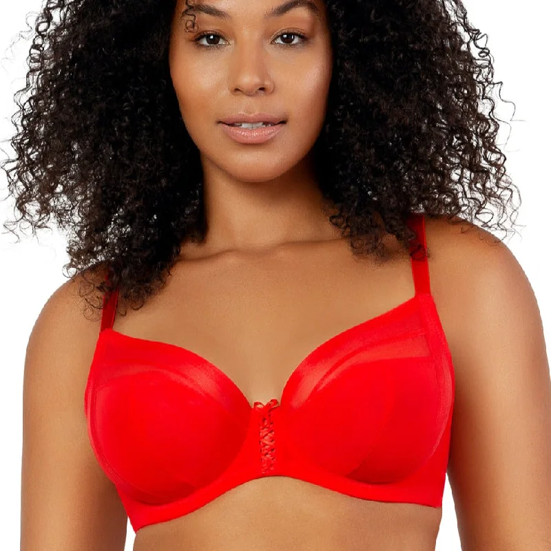 seamless bra with mesh lining for breathabilityPARFAIT SHEA PLUNGE UNLINED BRA RACING RED