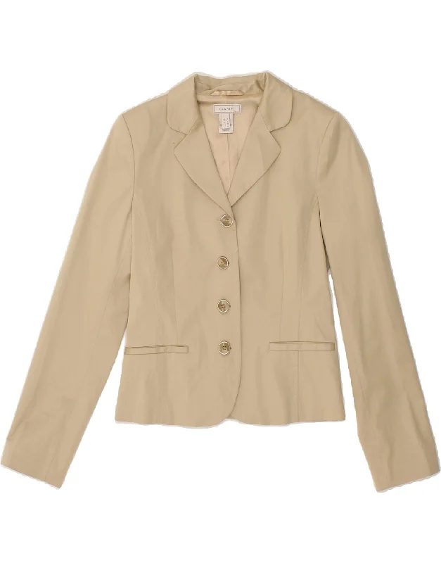 Women's Coats with Fur Trimmed HoodGANT Womens 4 Button Crop Blazer Jacket UK 10 Small Beige Cotton