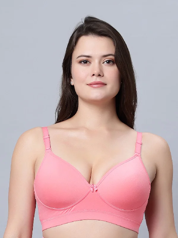 mastectomy bra with foam liningMedium coverage Padded Bra Peach color Cotton Blend (Pack of 1)