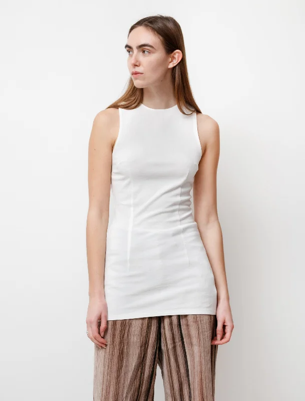 Women's Blouse with ButtonsRacer Tank White Verve Jersey