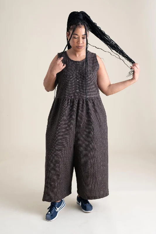 Women's Jumpsuits with High CollarBackyard Jumpsuit in Espresso Dot