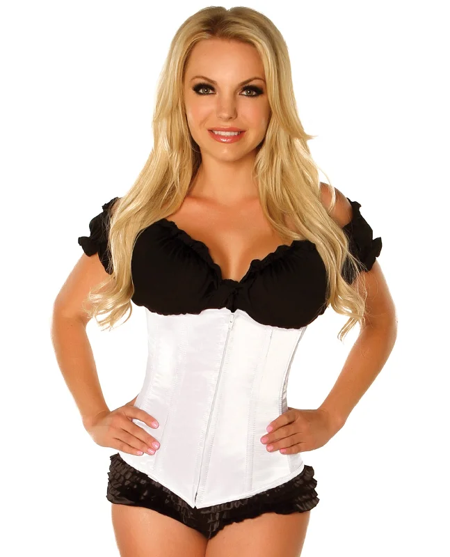 wireless bra with stretch fabricUnderbust Corset W-zip Up Front White 4x