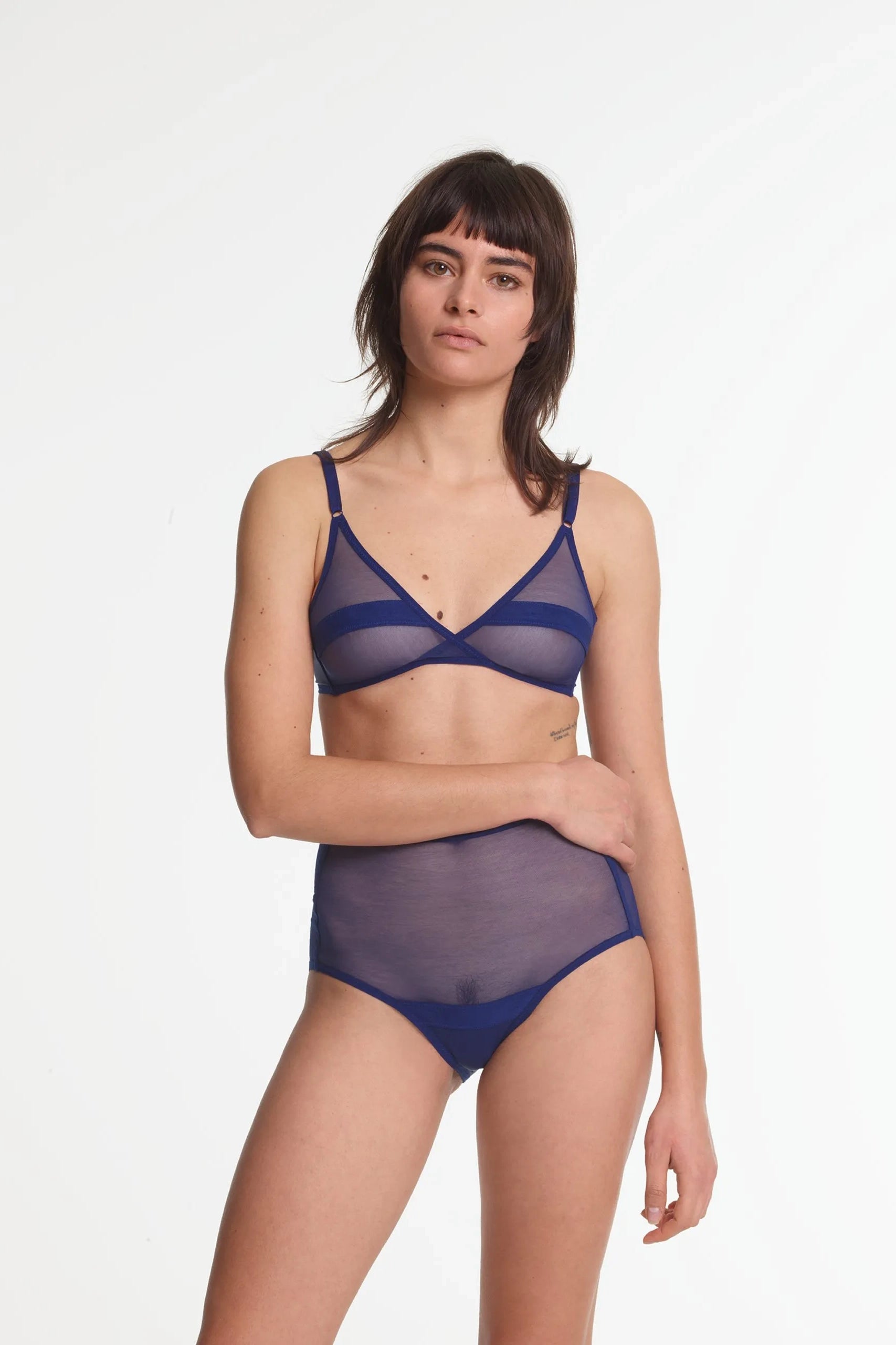 lace-trimmed convertible bra for special eventsYasmine Eslami | Serena Highwaist (Midnight Blue)