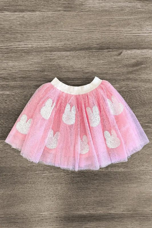 Women's Square Hem SkirtsPink Sequin Bunny Tutu Skirt