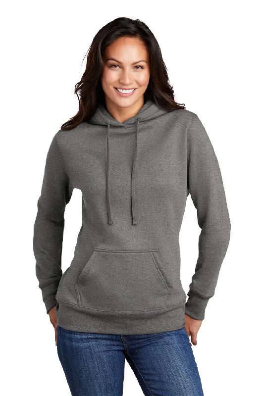 Women's Hooded Sweatshirts with Cozy FabricPort & Company Womens Core Fleece Hooded Sweatshirt Hoodie w/ Pouch Pocket - Heather Graphite Grey