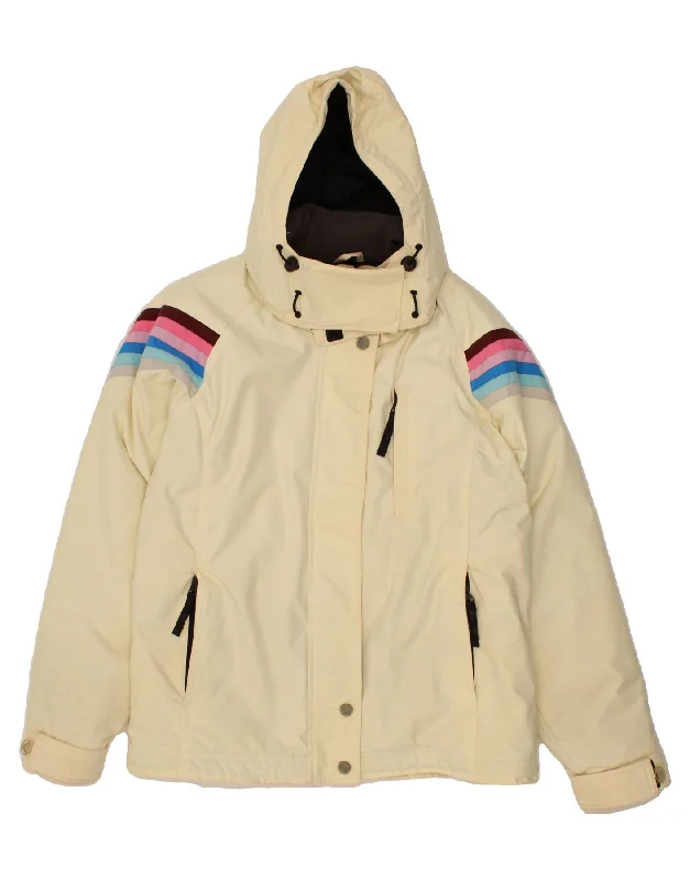 Women's Parka CoatsROXY Womens Hooded Windbreaker Jacket US 3 XS Off White Polyamide