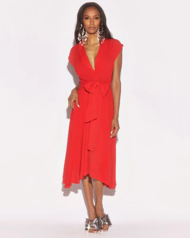 Women's Off-Shoulder DressesHoneysuckle Midi Dress - Cherry