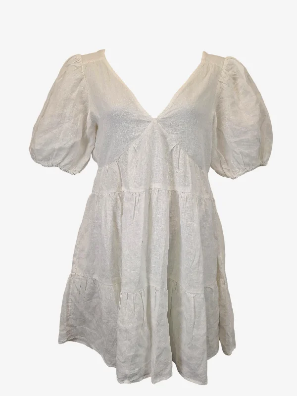 Women's Sweetheart-Neck DressesSeed Linen Tiered Summer Essential Mini Dress Size 12