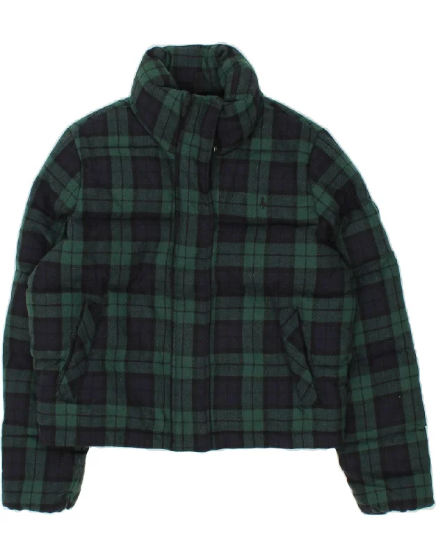 Women's Duffle CoatsJACK WILLS Womens Padded Jacket UK 6 XS Green Check Wool