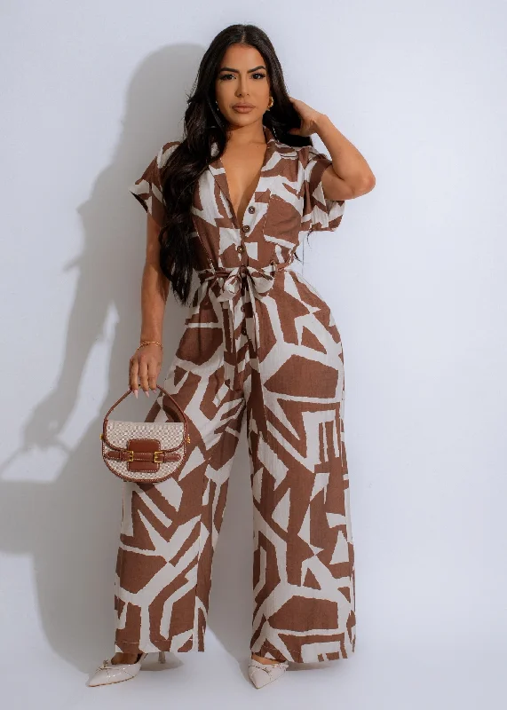 Women's Jumpsuits with Square CollarYours To Keep Jumpsuit Brown